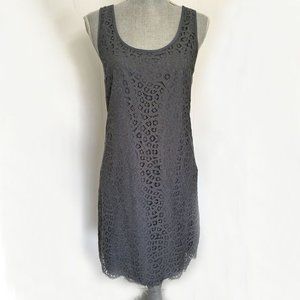 DKNY Lace Sheath Dress Charcoal Overlay Sleeveless Size 6